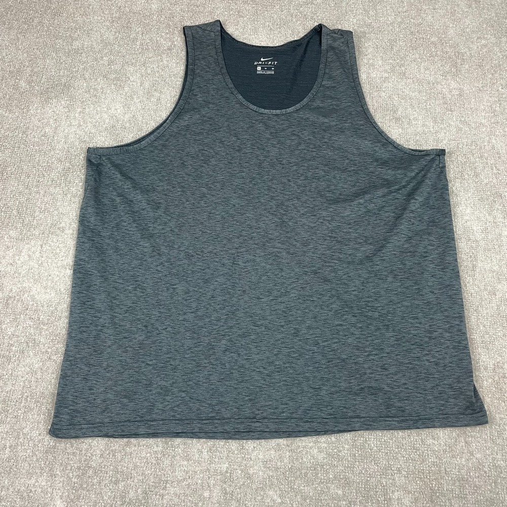 Nike Dri Fit Tank Top Mens XL Gray Sleeveless Logo Training Workout Athletic